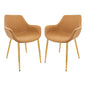 Markley Modern Leather Dining Arm Chair With Gold Metal Legs Set of 2