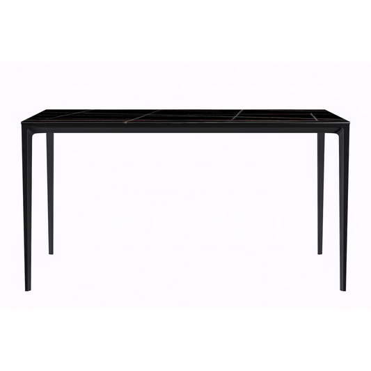 Avo Series Modern Dining Table Black Base, With 55 Black/Gold Sintered Stone Top
