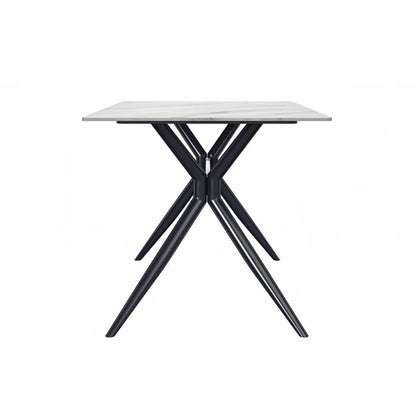Elega Series Black Stainless Steel Dining Table 55 With White Sintered Stone Top