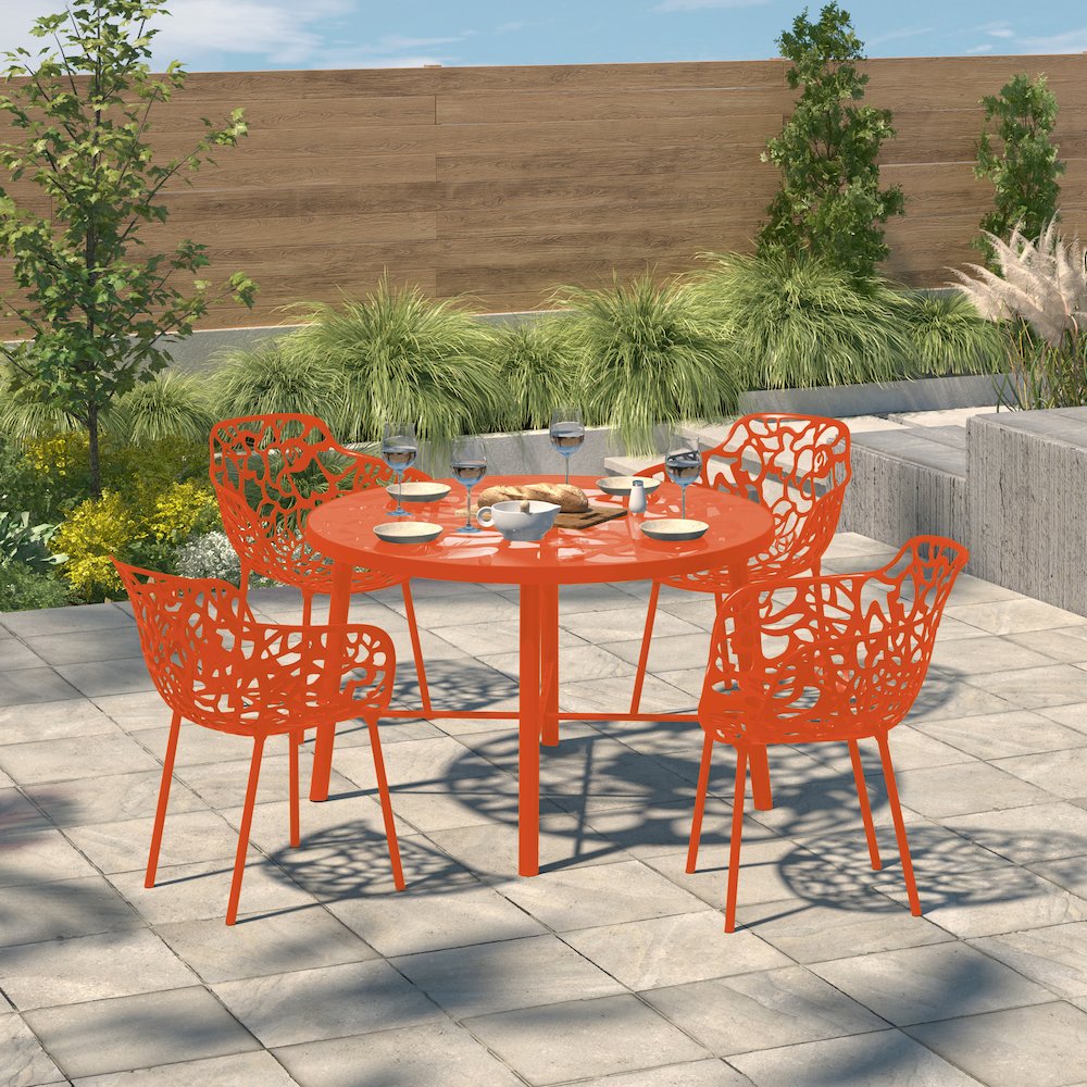 Modern Devon Aluminum Armchair, Set of 4