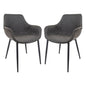 Markley Modern Leather Dining Arm Chair With Metal Legs Set of 2