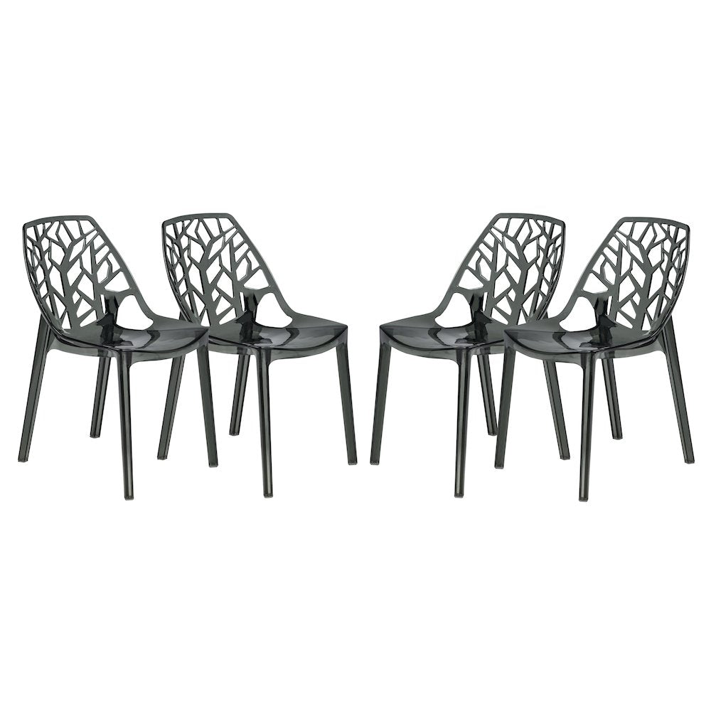 Cornelia Modern Spring Cut-Out Tree Design Stackable Dining Chair