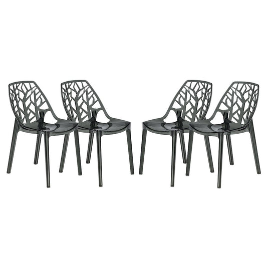 Cornelia Modern Spring Cut-Out Tree Design Stackable Dining Chair