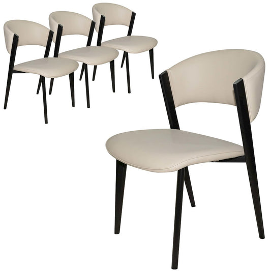 Aspen Collection Modern Dining Chair Black Frame in Light Grey Set of 4