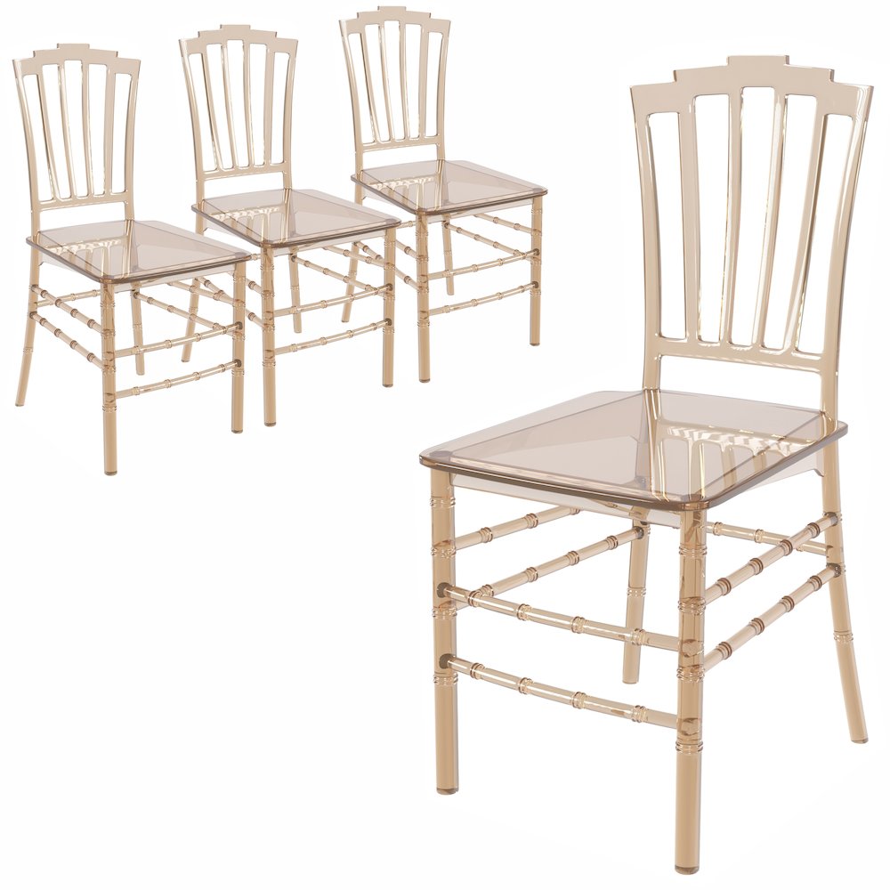 Synth Series Modern Dining Chair in Amber Set of 4