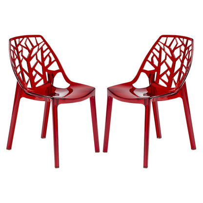 Cornelia Modern Spring Cut-Out Tree Design Stackable Dining Chair