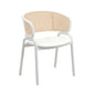 Ervilla Modern Dining Chair with White Powder Coated Steel Legs and Wicker Back