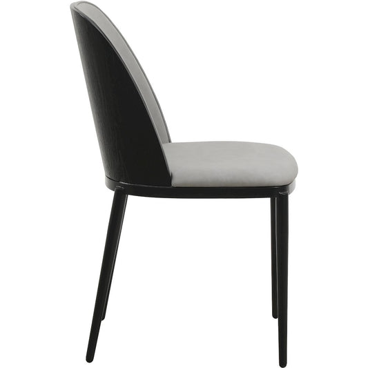 Tule Collection Dining Chair, Black Frame With Light Grey Leather - set of 2