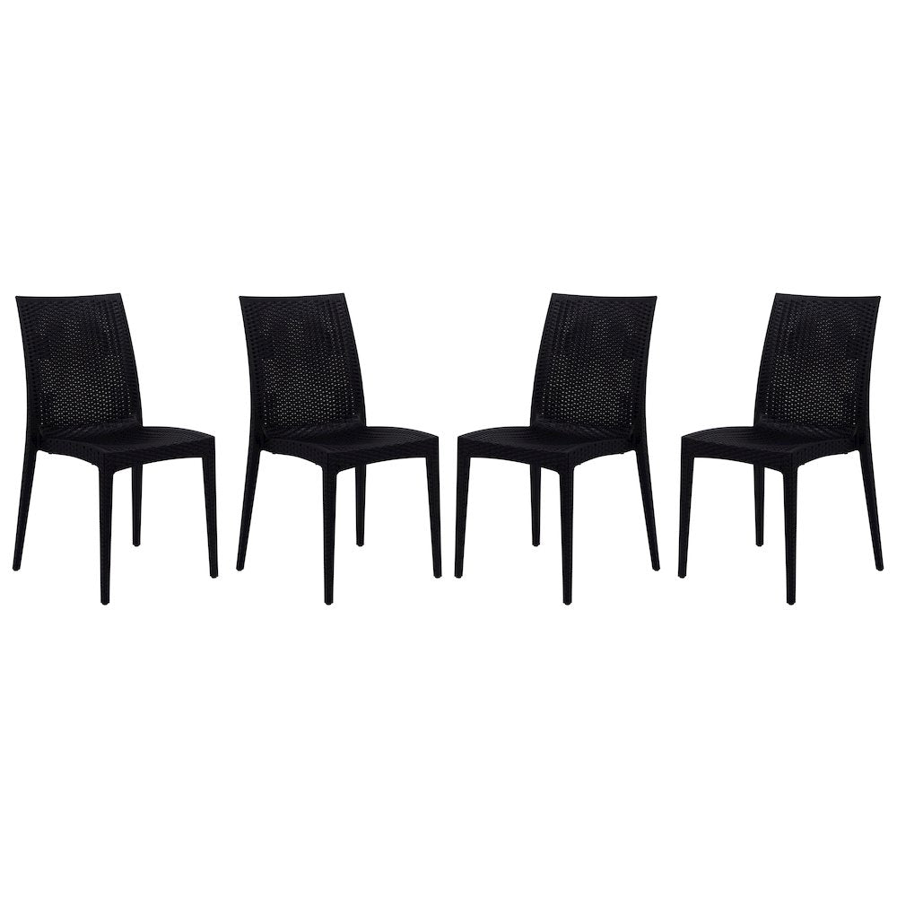 Weave Mace Indoor/Outdoor Dining Chair (Armless), Set of 4