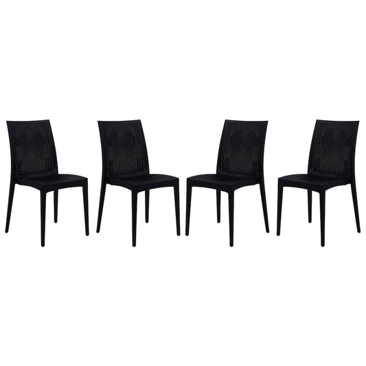 Weave Mace Indoor/Outdoor Dining Chair (Armless), Set of 4