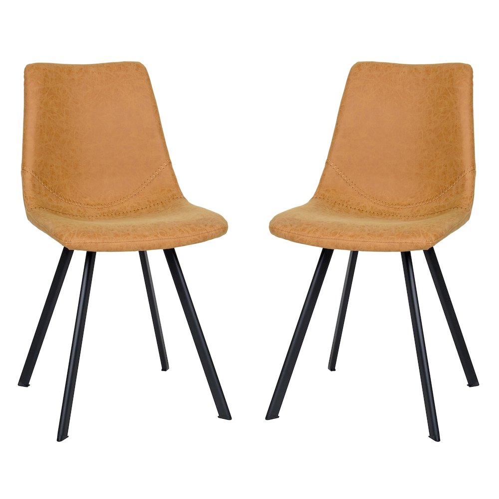 Markley Modern Leather Dining Chair With Metal Legs Set of 2