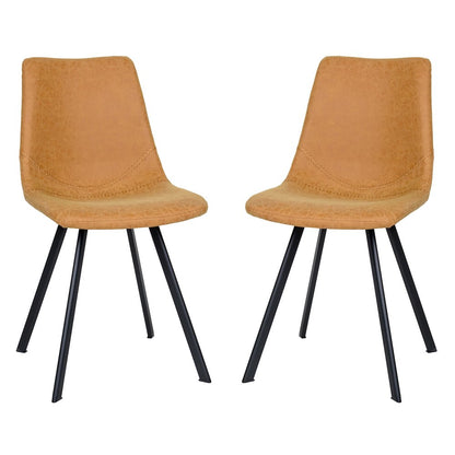 Markley Modern Leather Dining Chair With Metal Legs Set of 2
