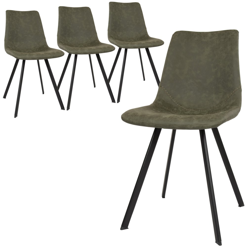 Markley Modern Leather Dining Chair With Metal Legs Set of 4
