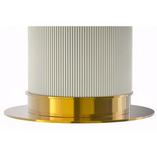 Round Dining Table White\Gold Base with 60 Round Solid White Sintered Stone Top