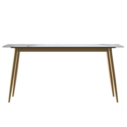 Modern Dining Table Brushed Gold Base, With 71 Medium Grey Sintered Stone Top