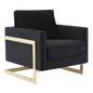 Lincoln Velvet Accent Armchair With Gold Frame