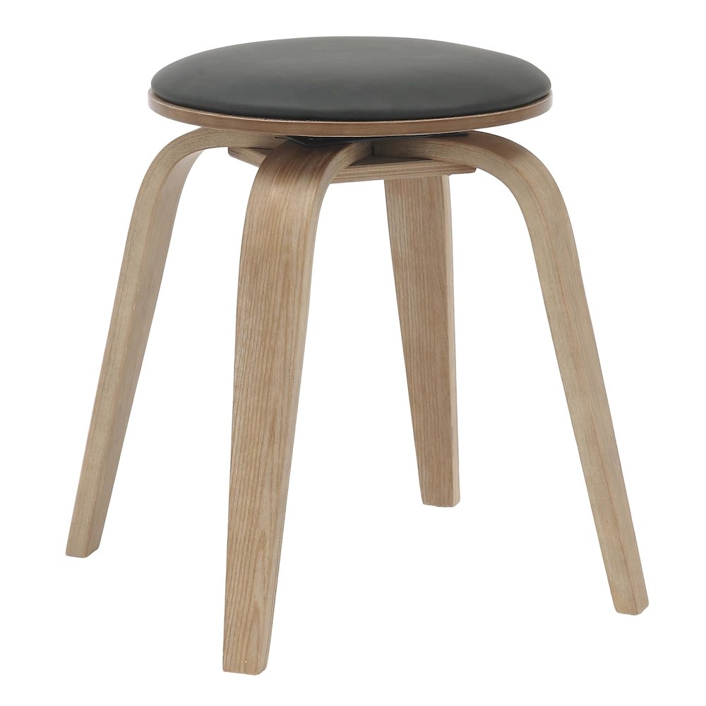 Modern Wooden Dining Stool, Washed Walnut Color in Black