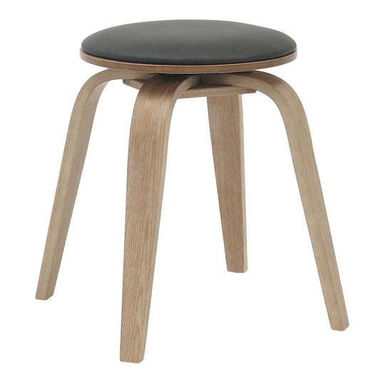 Modern Wooden Dining Stool, Washed Walnut Color in Black