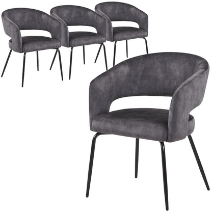 Gavin Series Modern Chair Black Frame in Charcoal Set of 4