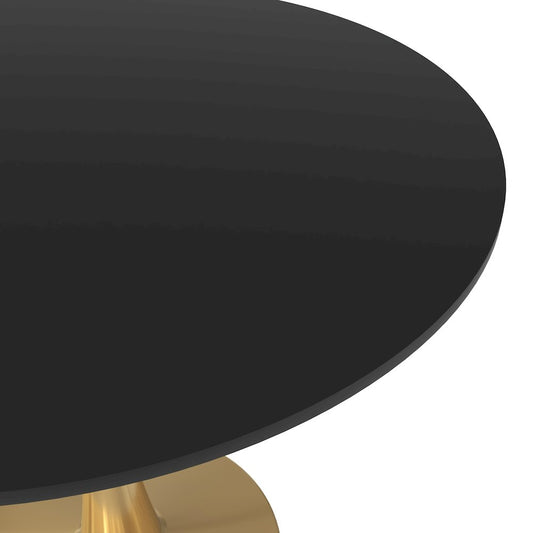 Bristol 31" round dining table Gold Base With Black Top