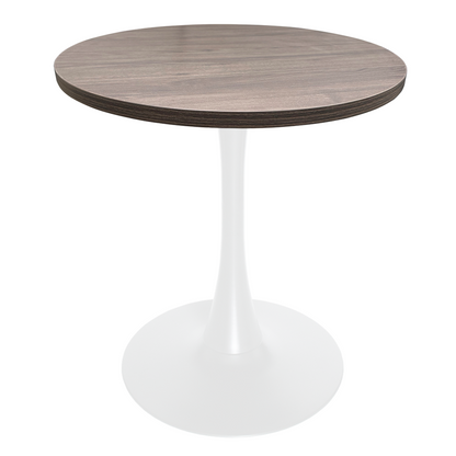 Bristol Dining table, White Base with 27" Round Dark Walnut MDF top
