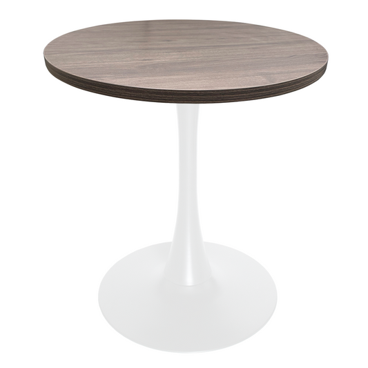 Bristol Dining table, White Base with 27" Round Dark Walnut MDF top