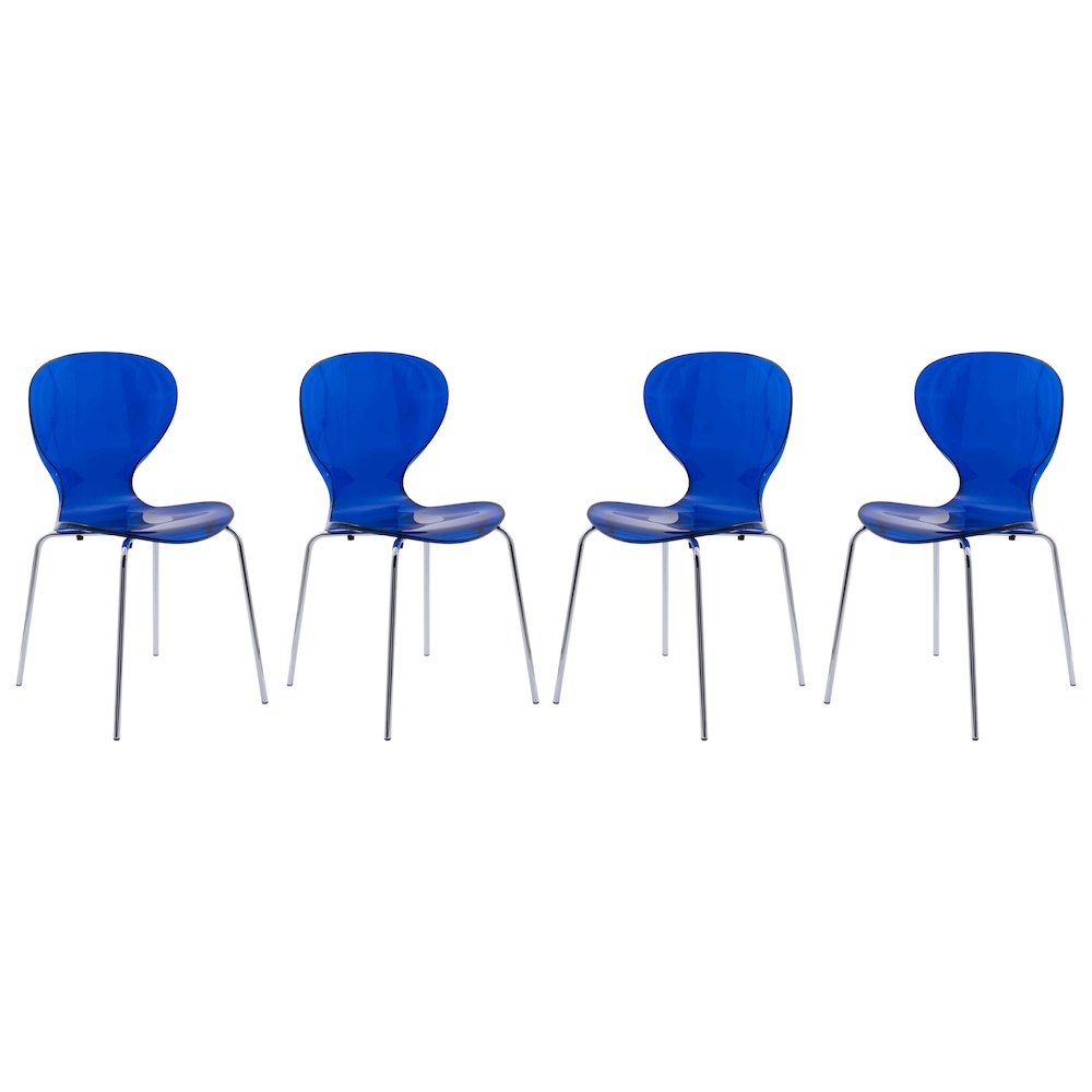 Modern Oyster Transparent Side Chair, Set of 4