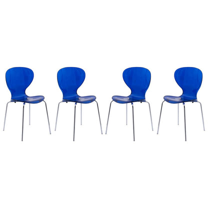 Modern Oyster Transparent Side Chair, Set of 4