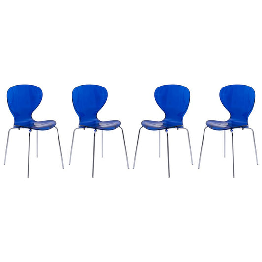 Modern Oyster Transparent Side Chair, Set of 4