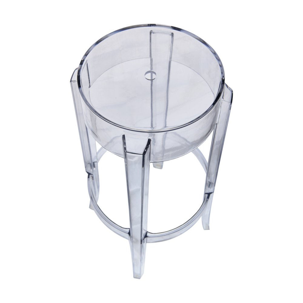 Averill Plastic Barstool with Clear Acrylic Seat and Legs, Set of 2