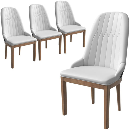 Modern Wooden Dining Chair in Black Fabric with Light Grey Front Set of 4