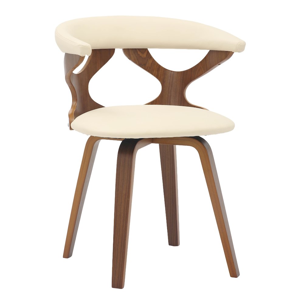 Modern Wooden Dining Chair, Walnut Frame in Taupe Klyne Collection By LeisrueMod