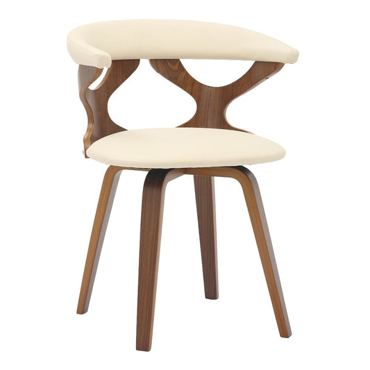 Modern Wooden Dining Chair, Walnut Frame in Taupe Klyne Collection By LeisrueMod