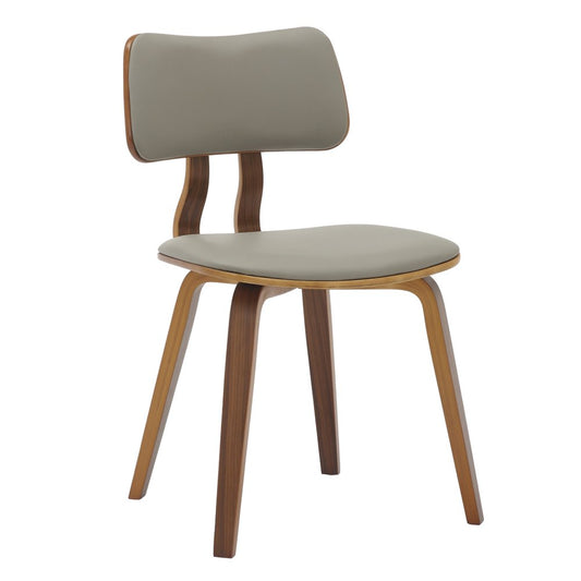 Modern Wooden Dining Chair, Walnut Color Frame in Light Grey