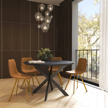 Markley Modern Leather Dining Chair With Gold Legs Set of 2