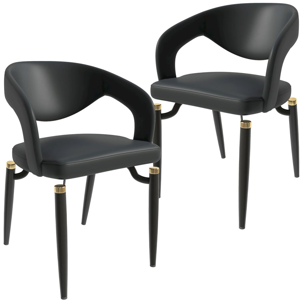 Entice Collection Modern Dining Chair Set of 2 in Charcoal Black