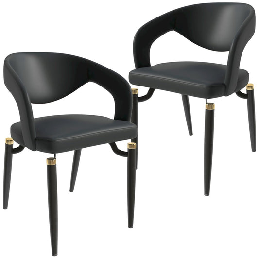 Entice Collection Modern Dining Chair Set of 2 in Charcoal Black