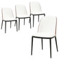 Dining Side Chair with Leather Seat and Steel Frame Set of 4