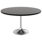 Verve Collection 48" Round Dining Table, Brushed Chrome Base with Black MDF Top