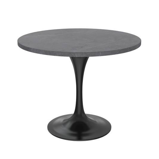 Verve 36 Round Dining Table, Black Base with Sintered Stone Grey Top