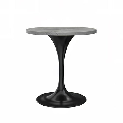 Verve 27" Round Dining Table, Black Base with Laminated White Marbleized Top