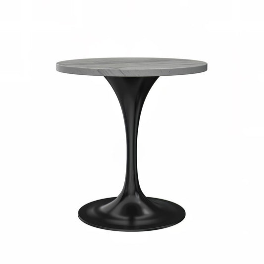 Verve 27" Round Dining Table, Black Base with Laminated White Marbleized Top