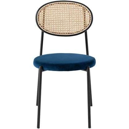 Euston Modern Wicker Dining Chair with Velvet Round Seat Set of 4