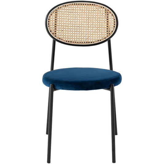 Euston Modern Wicker Dining Chair with Velvet Round Seat Set of 4