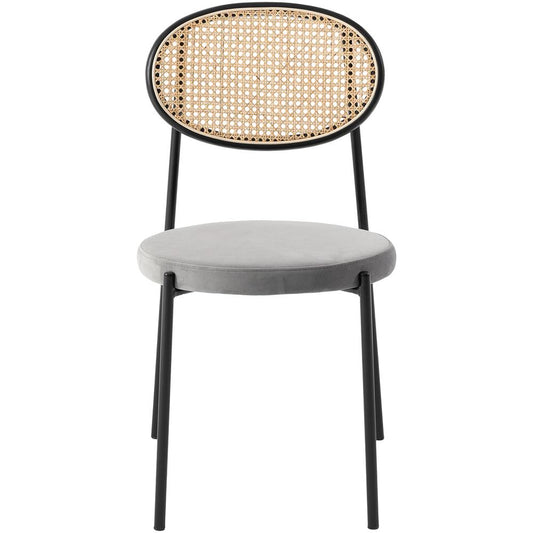 Euston Modern Wicker Dining Chair with Velvet Round Seat Set of 4