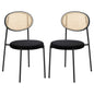 Euston Modern Wicker Dining Chair with Velvet Round Seat Set of 2