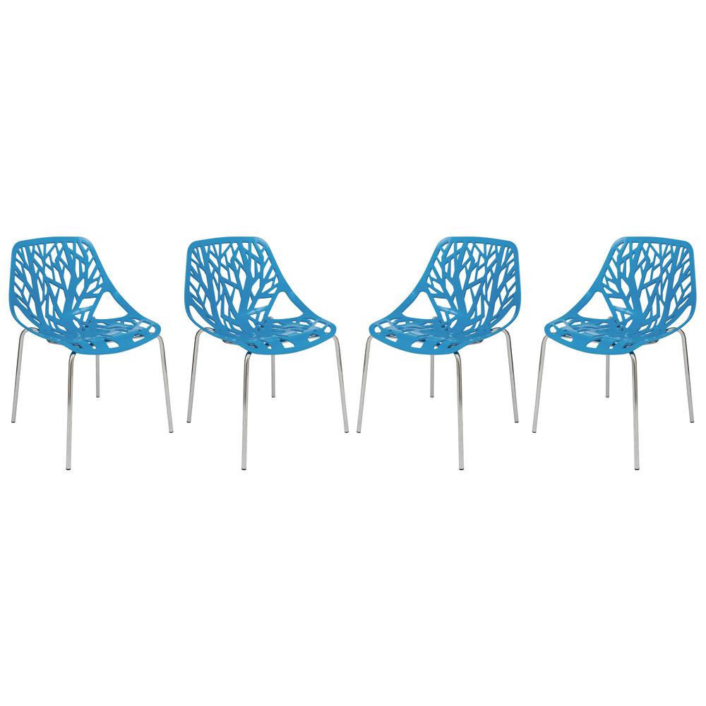Modern Asbury Dining Chair w/ Chromed Legs, Set of 4