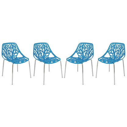 Modern Asbury Dining Chair w/ Chromed Legs, Set of 4