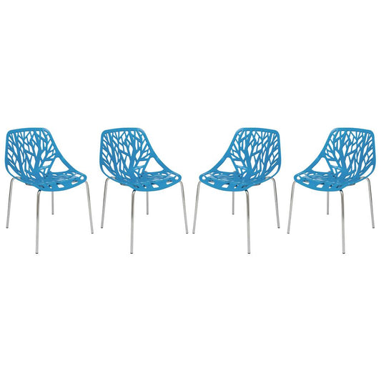 Modern Asbury Dining Chair w/ Chromed Legs, Set of 4