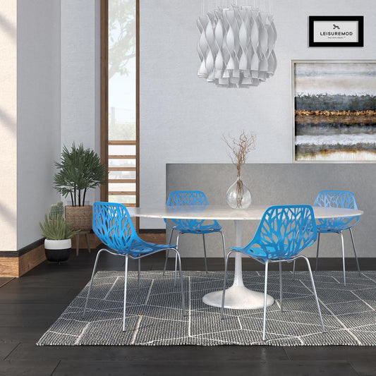 Modern Asbury Dining Chair w/ Chromed Legs, Set of 4